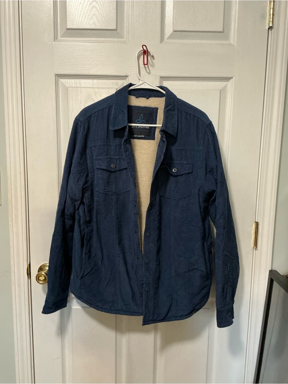 prAna Sherpa-Lined Shirt Jacket in Blue Medium